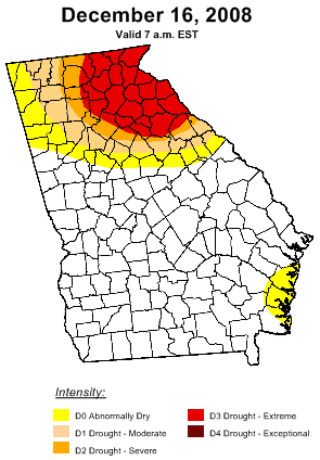 Georgia Drought as of December 16, 2008