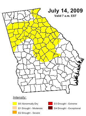 Georgia Drought Monitor as of July 14th